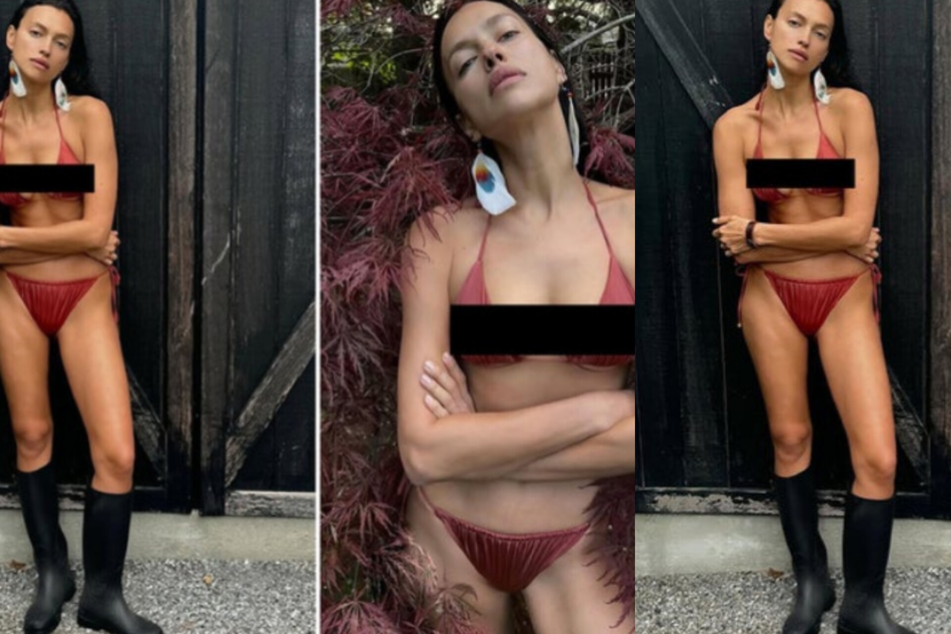 Irina Shayk Turns Up the Heat in Red Bikini and Black Boots See the Sizzling Photos